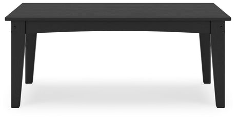 Hyland Wave Black Outdoor Coffee Table, back view