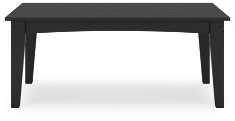 Hyland Wave Black Outdoor Coffee Table, head-on view