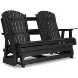 Hyland Wave Black Outdoor Glider Loveseat - Ella Furniture