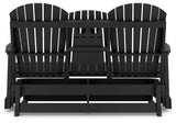 Hyland Wave Black Outdoor Glider Loveseat - Ella Furniture