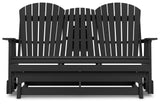 Hyland Wave Black Outdoor Glider Loveseat - Ella Furniture