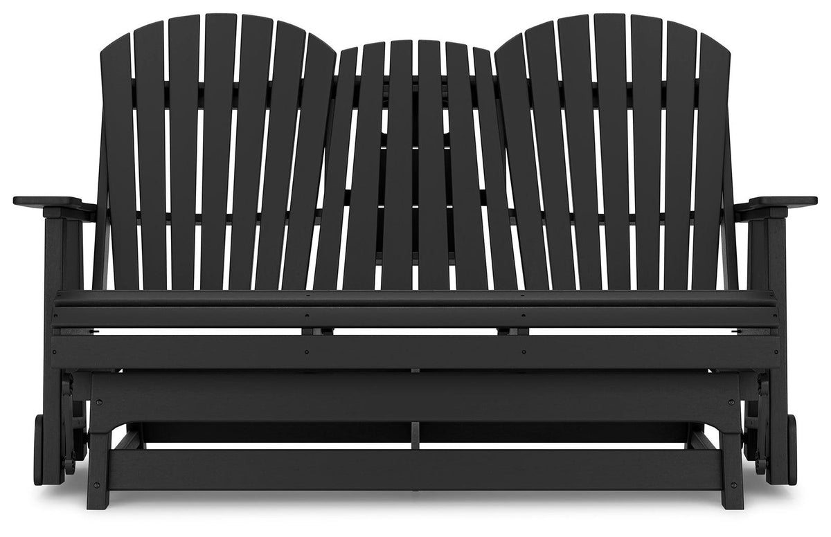Hyland Wave Black Outdoor Glider Loveseat head-on view