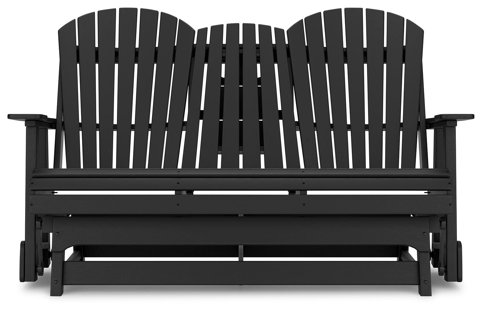 Hyland Wave Black Outdoor Glider Loveseat - Ella Furniture