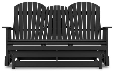 Hyland Wave Black Outdoor Glider Loveseat head-on view