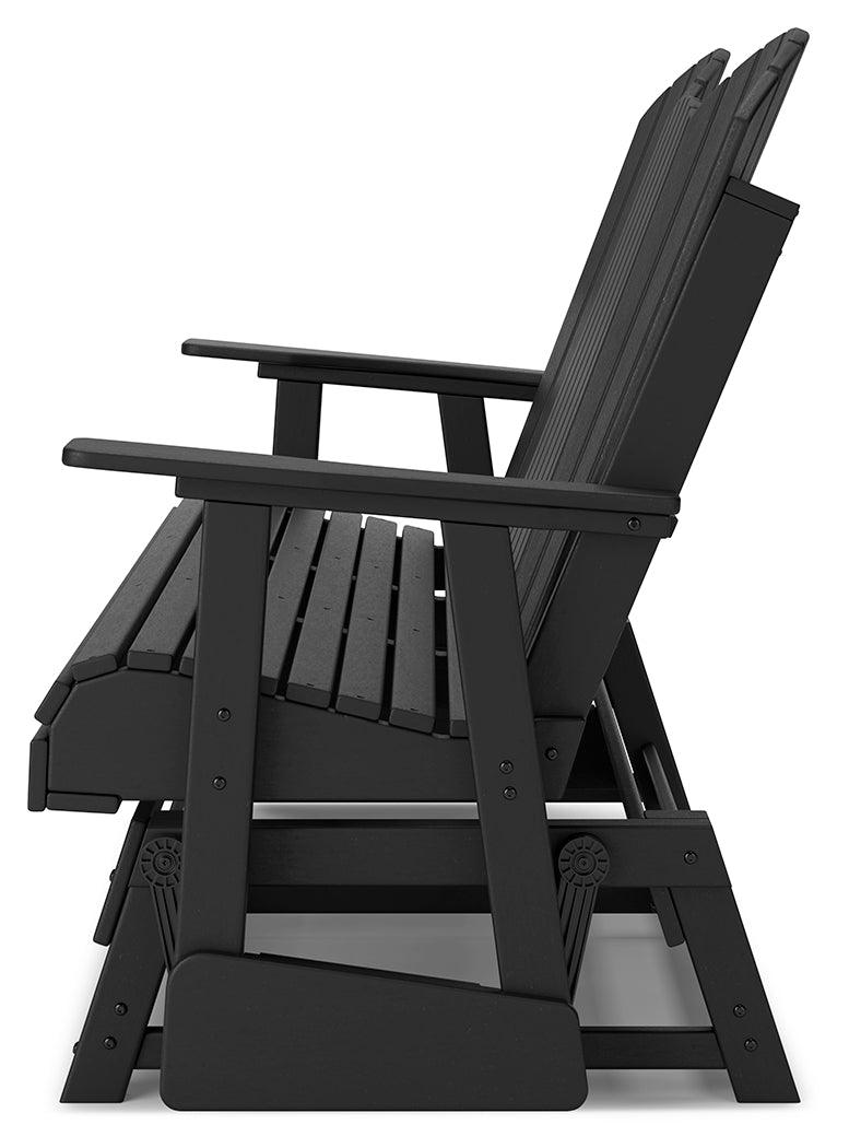 Hyland Wave Black Outdoor Glider Loveseat - Ella Furniture