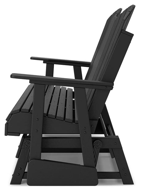 Hyland Wave Black Outdoor Glider Loveseat side alternate angle