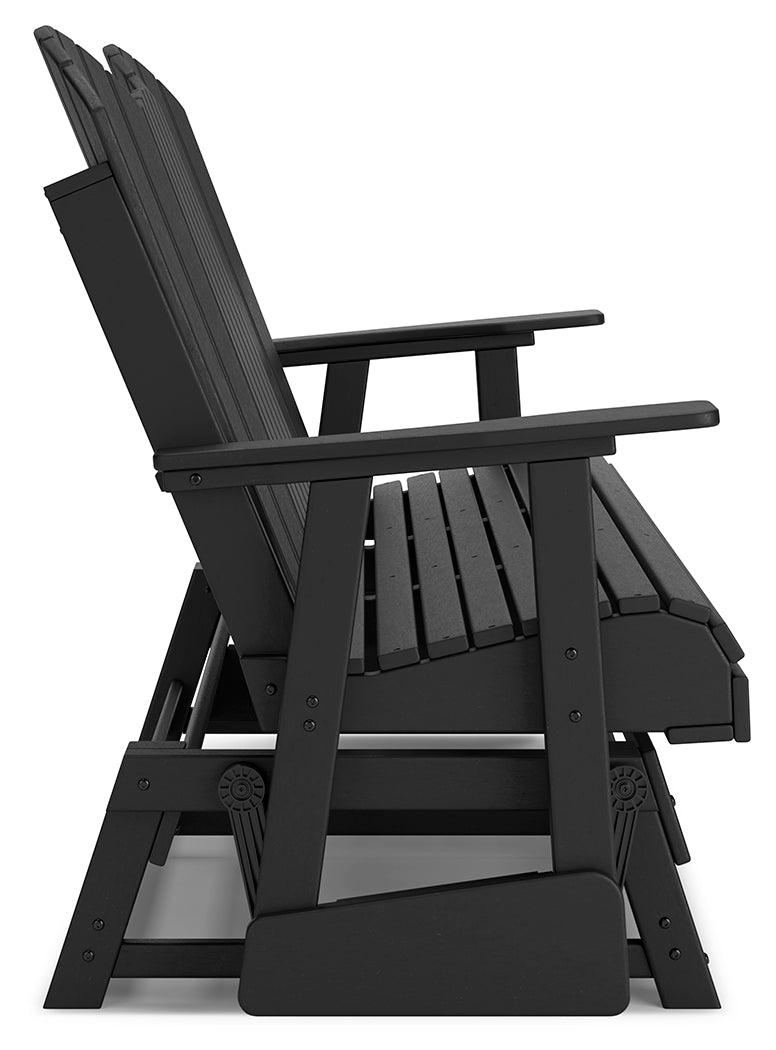 Hyland Wave Black Outdoor Glider Loveseat - Ella Furniture
