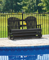Hyland Wave Black Outdoor Glider Loveseat - Ella Furniture