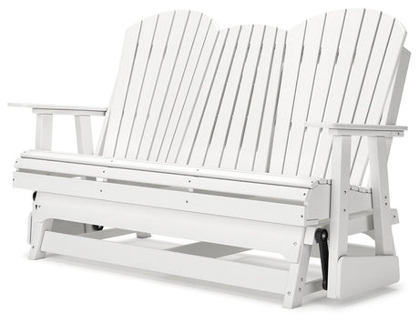 Hyland Wave White Outdoor Glider Loveseat angled alternate side view