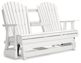 Hyland Wave White Outdoor Glider Loveseat - Ella Furniture