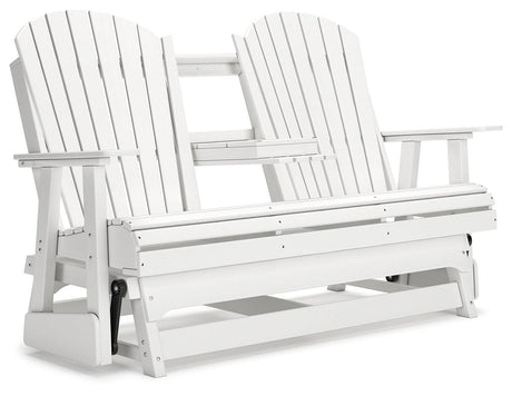 Hyland Wave White Outdoor Glider Loveseat top down showing console