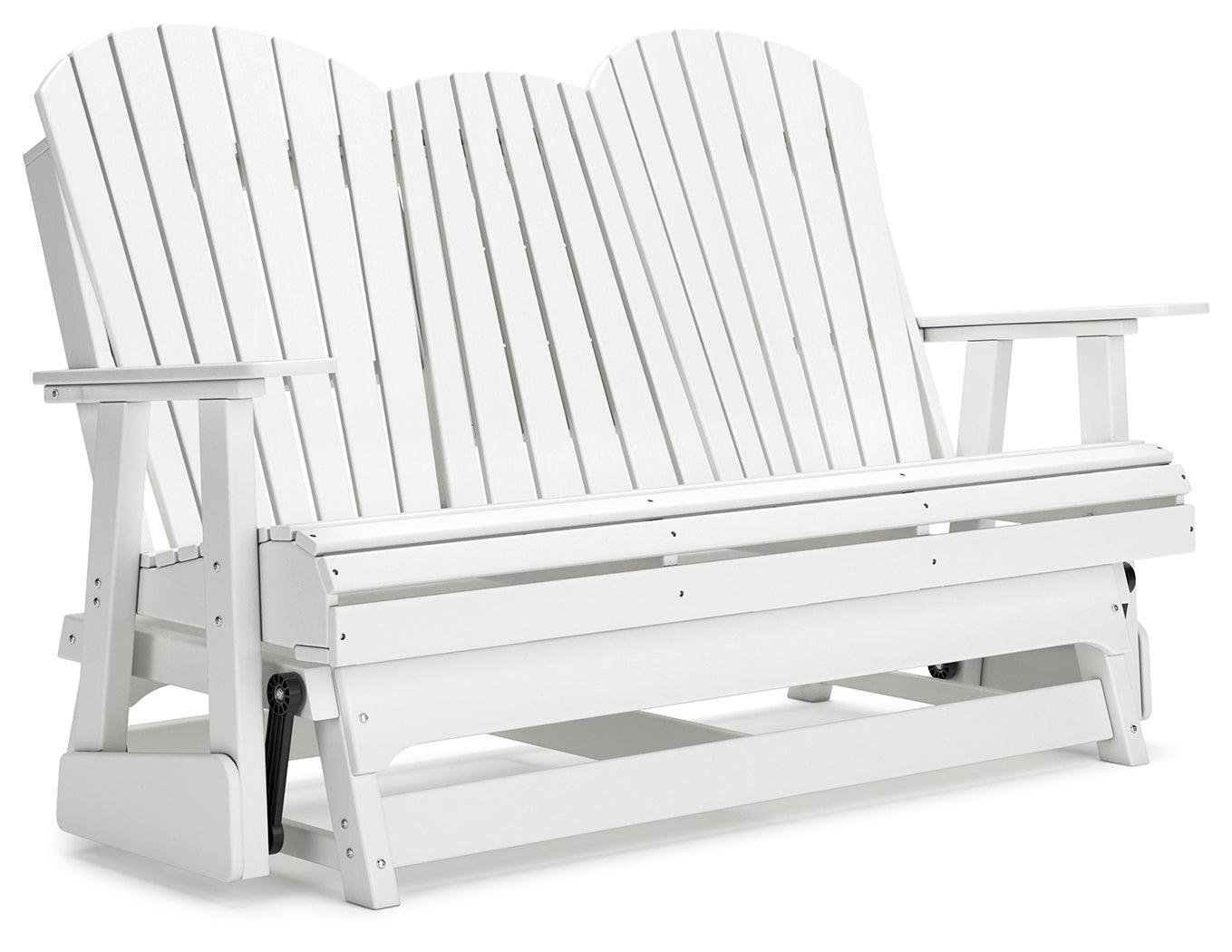 Hyland Wave White Outdoor Glider Loveseat - Ella Furniture