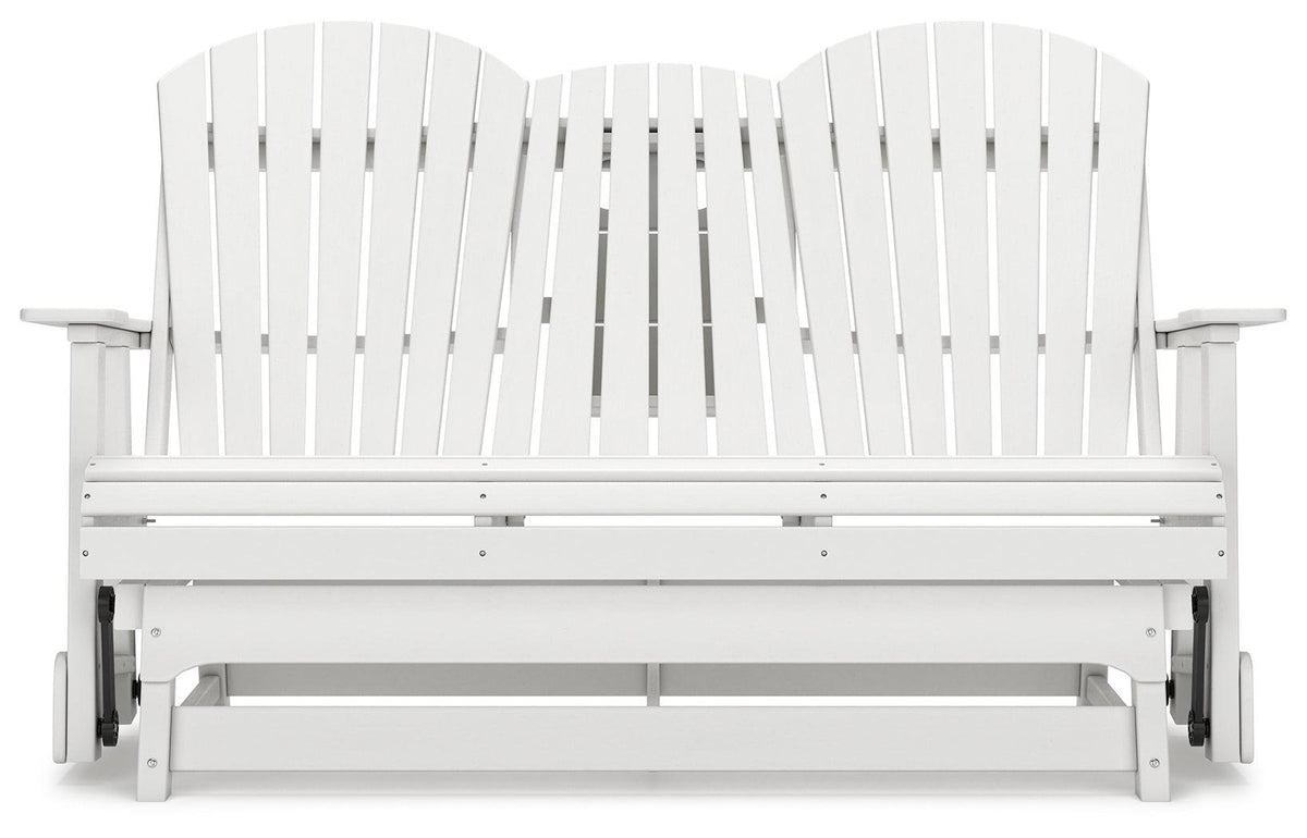 Hyland Wave White Outdoor Glider Loveseat head-on front view