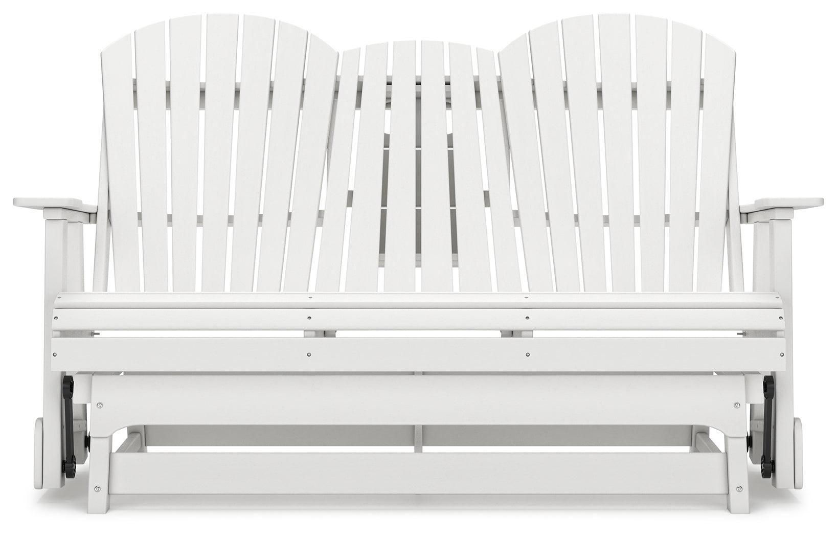 Hyland Wave White Outdoor Glider Loveseat - Ella Furniture
