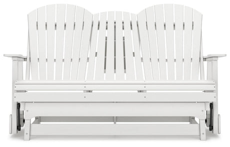 Hyland Wave White Outdoor Glider Loveseat head-on front view