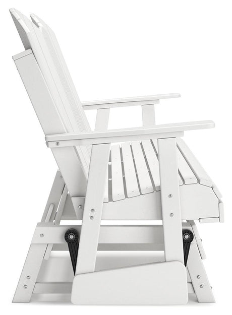 Hyland Wave White Outdoor Glider Loveseat side view
