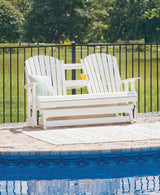 Hyland Wave White Outdoor Glider Loveseat - Ella Furniture