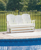 Hyland Wave White Outdoor Glider Loveseat - Ella Furniture
