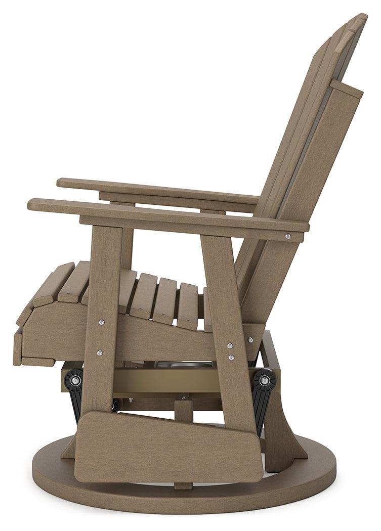 Hyland Wave Driftwood Outdoor Swivel Glider Chair - Ella Furniture