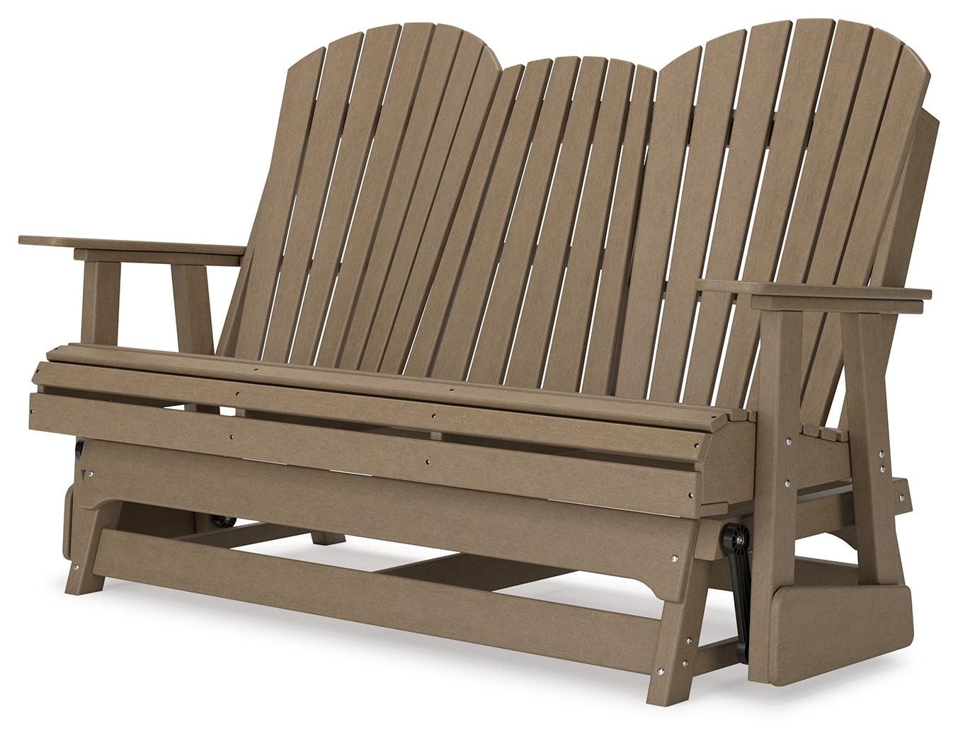 Hyland Wave Driftwood Outdoor Glider Loveseat - Ella Furniture