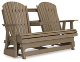 Hyland Wave Driftwood Outdoor Glider Loveseat - Ella Furniture