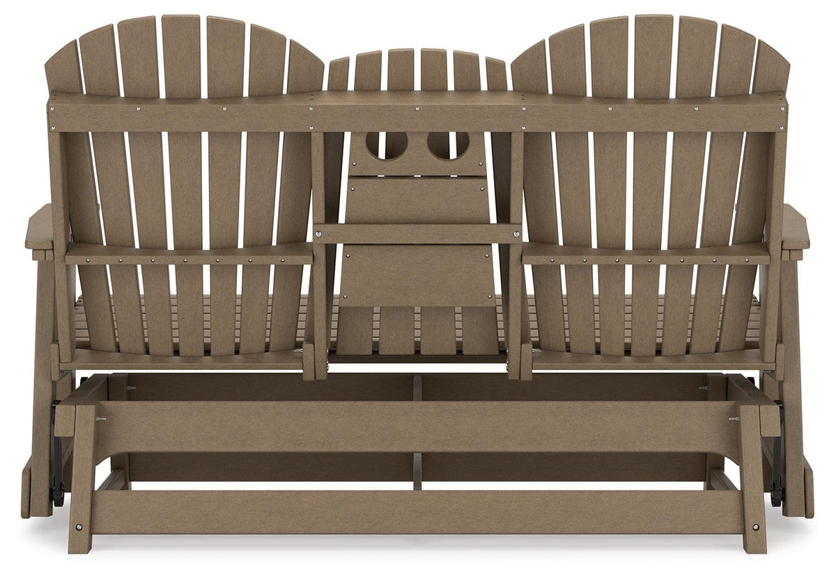 Hyland Wave Driftwood Outdoor Glider Loveseat head-on view