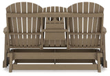 Hyland Wave Driftwood Outdoor Glider Loveseat - Ella Furniture