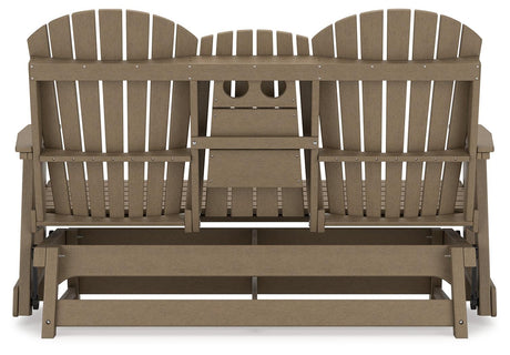 Hyland Wave Driftwood Outdoor Glider Loveseat head-on view