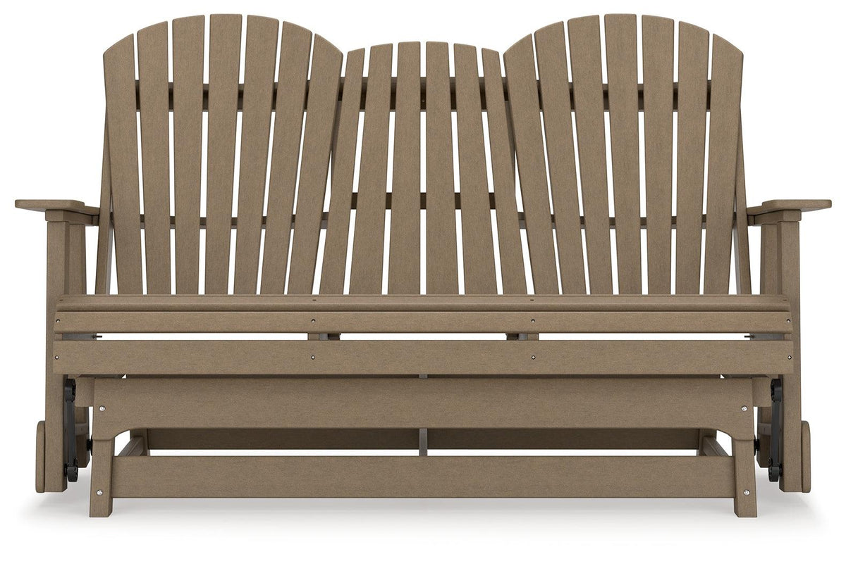 Hyland Wave Driftwood Outdoor Glider Loveseat side alternate angle