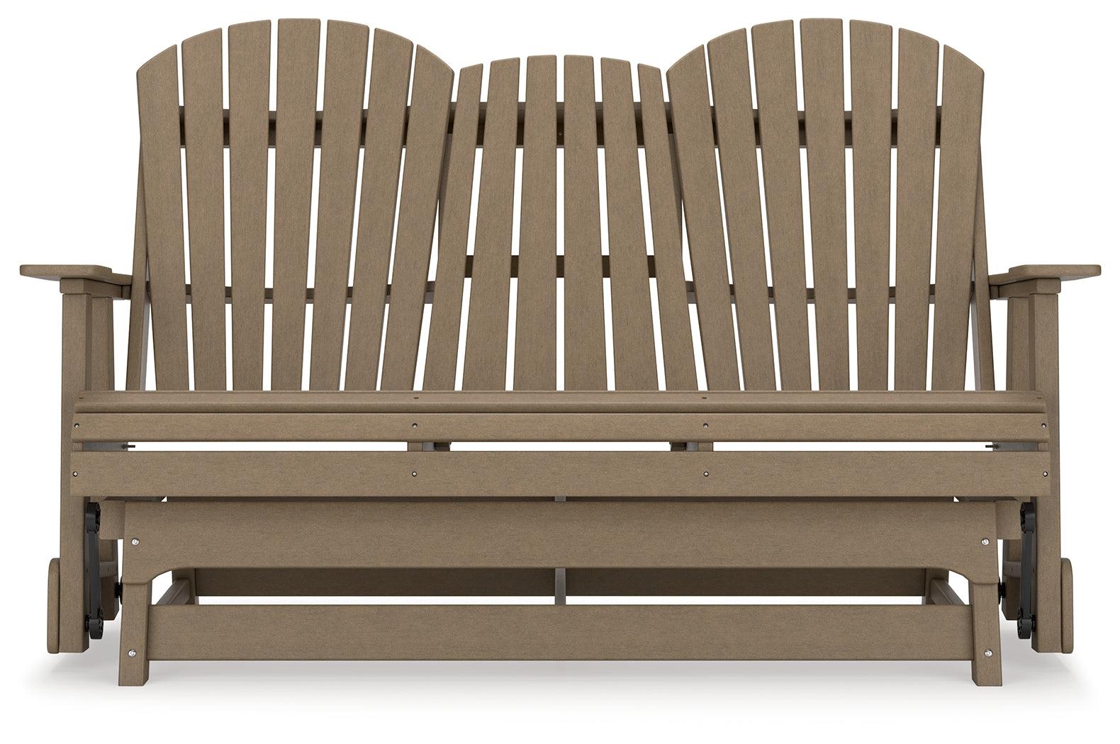 Hyland Wave Driftwood Outdoor Glider Loveseat - Ella Furniture