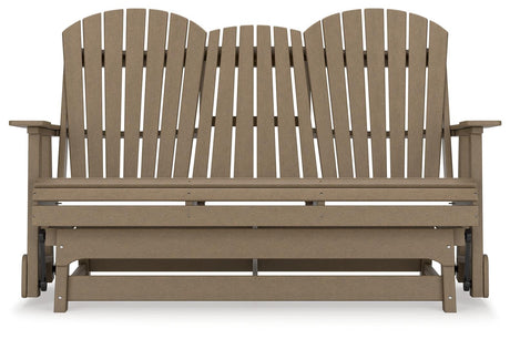 Hyland Wave Driftwood Outdoor Glider Loveseat side alternate angle