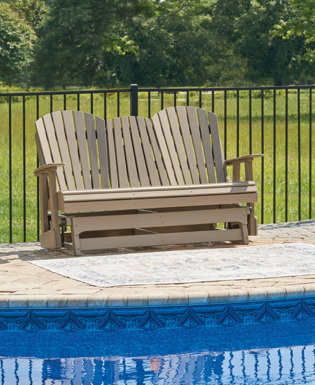 Hyland Wave Driftwood Outdoor Glider Loveseat side alternate angle