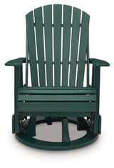 Back view of Shell Beach green glider chair