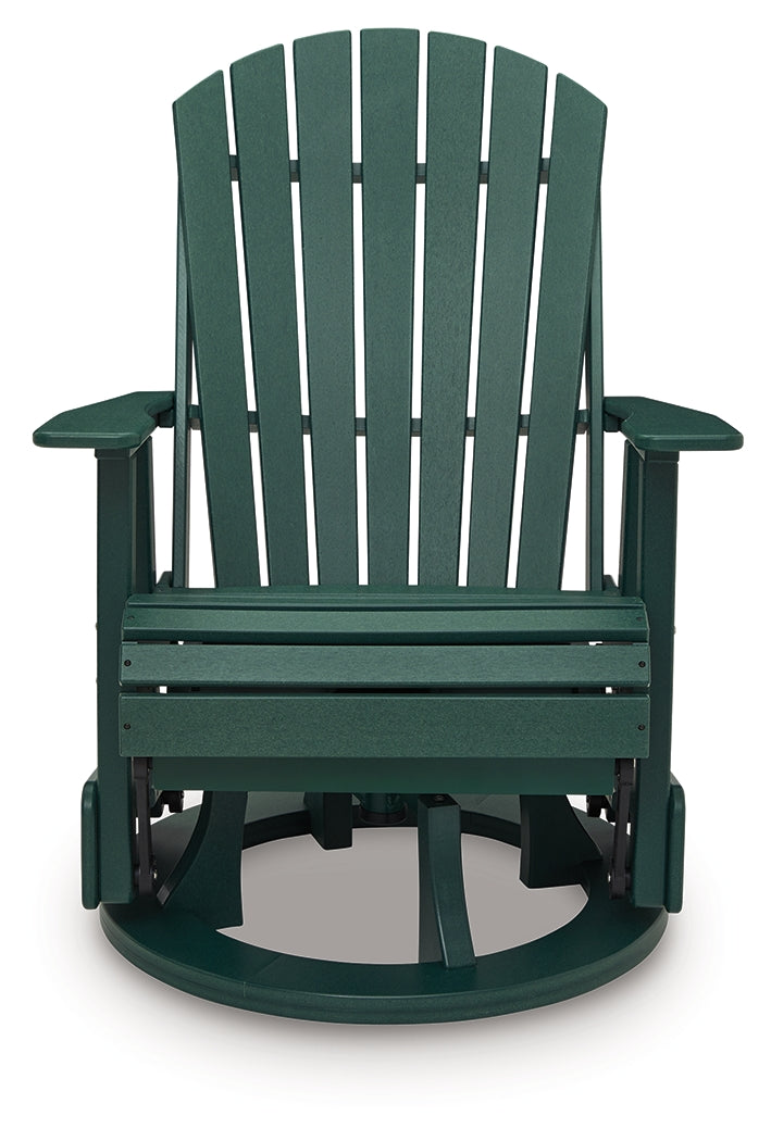 Back view of Shell Beach green glider chair