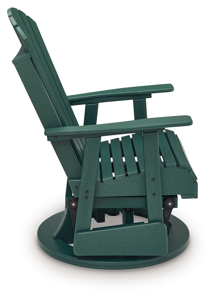 Swivel glider chair armrest close-up