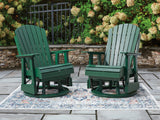 Green swivel glider chair detail side view