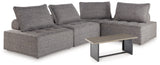 Bree Brown Zee 4-Piece Outdoor Sectional with End Table