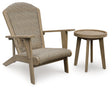 Marina Beige Outdoor Adirondack Chair angled view with beige cushions