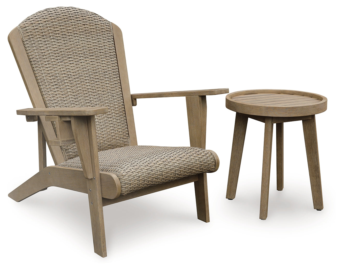 Marina Beige Sun Outdoor Adirondack Chair and End Table