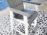 Top side angle view of Transville outdoor gray and white bar stool