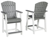 Front angle view of Transville two-tone outdoor counter height bar stool