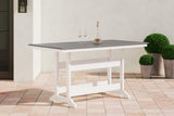 Top view of Transville gray and white outdoor counter height dining table