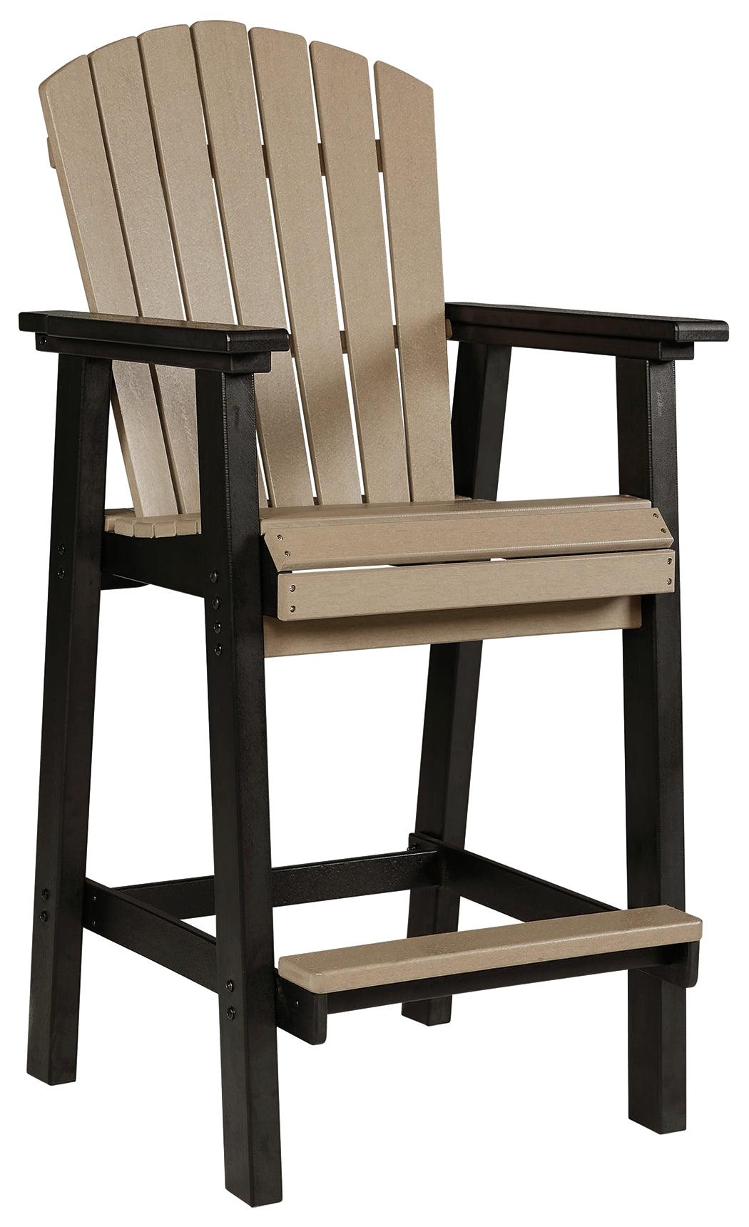 Close-up of armrest and footrest details on Fairen Trail Barstool