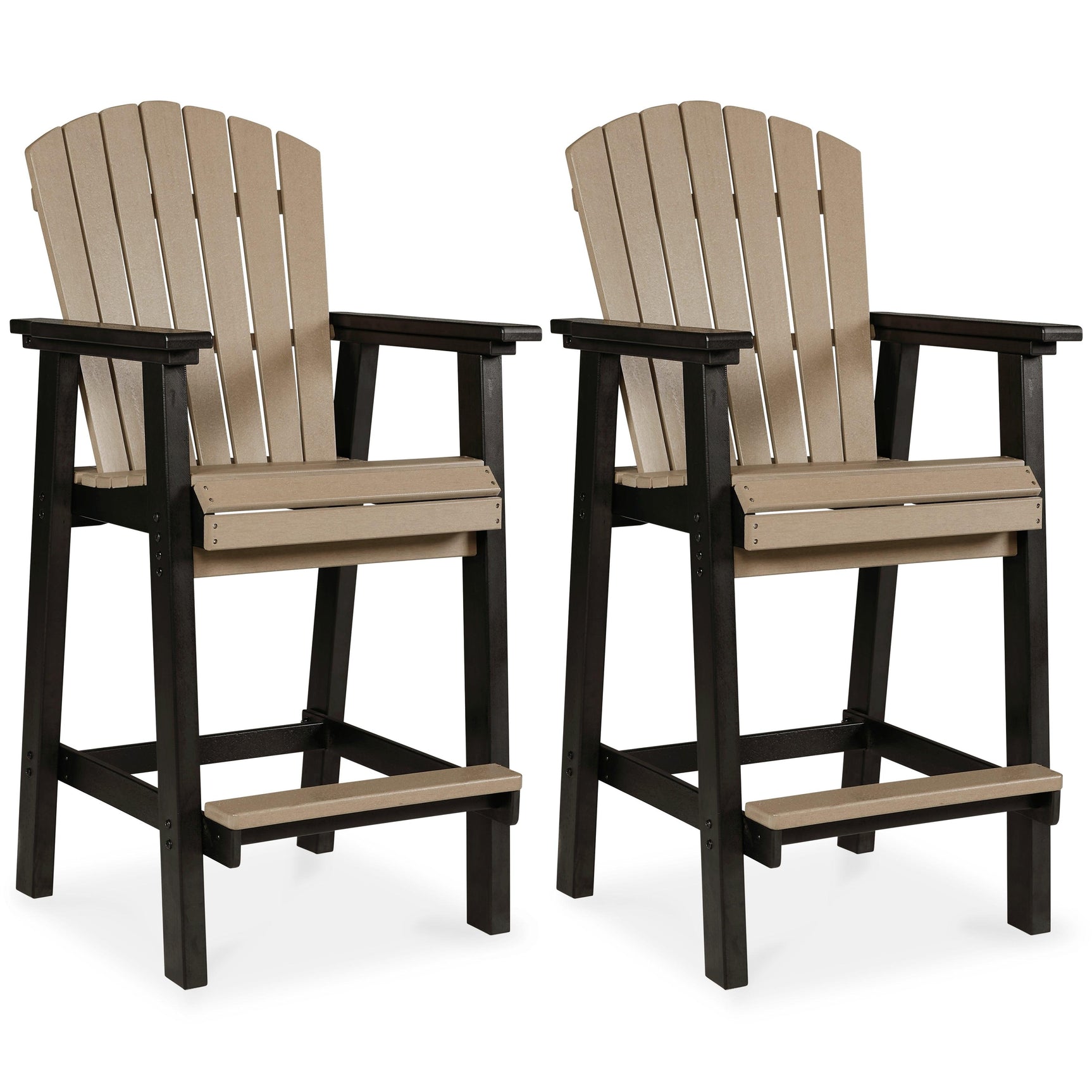 Side view of Fairen Trail Barstool highlighting slatted seat and sturdy construction