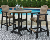 Fairen Outdoor Bar Table and 2 Barstools in black and driftwood finish