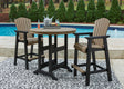 Fairen bar stool angled view showing armrest and high shell back