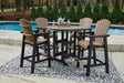 Barstool from Fairen outdoor set showing shell back and armrests