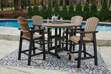 Barstool from Fairen outdoor set showing shell back and armrests