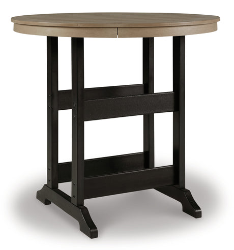 Side view of Fairen outdoor bar table and stools set
