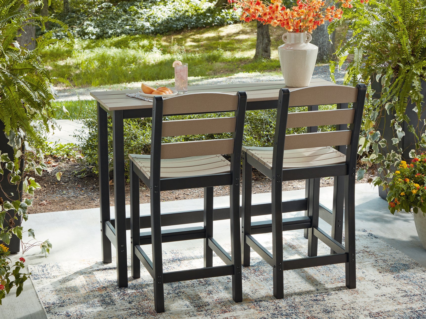 Shoreline Beach outdoor counter table and stools mood setting horizontal